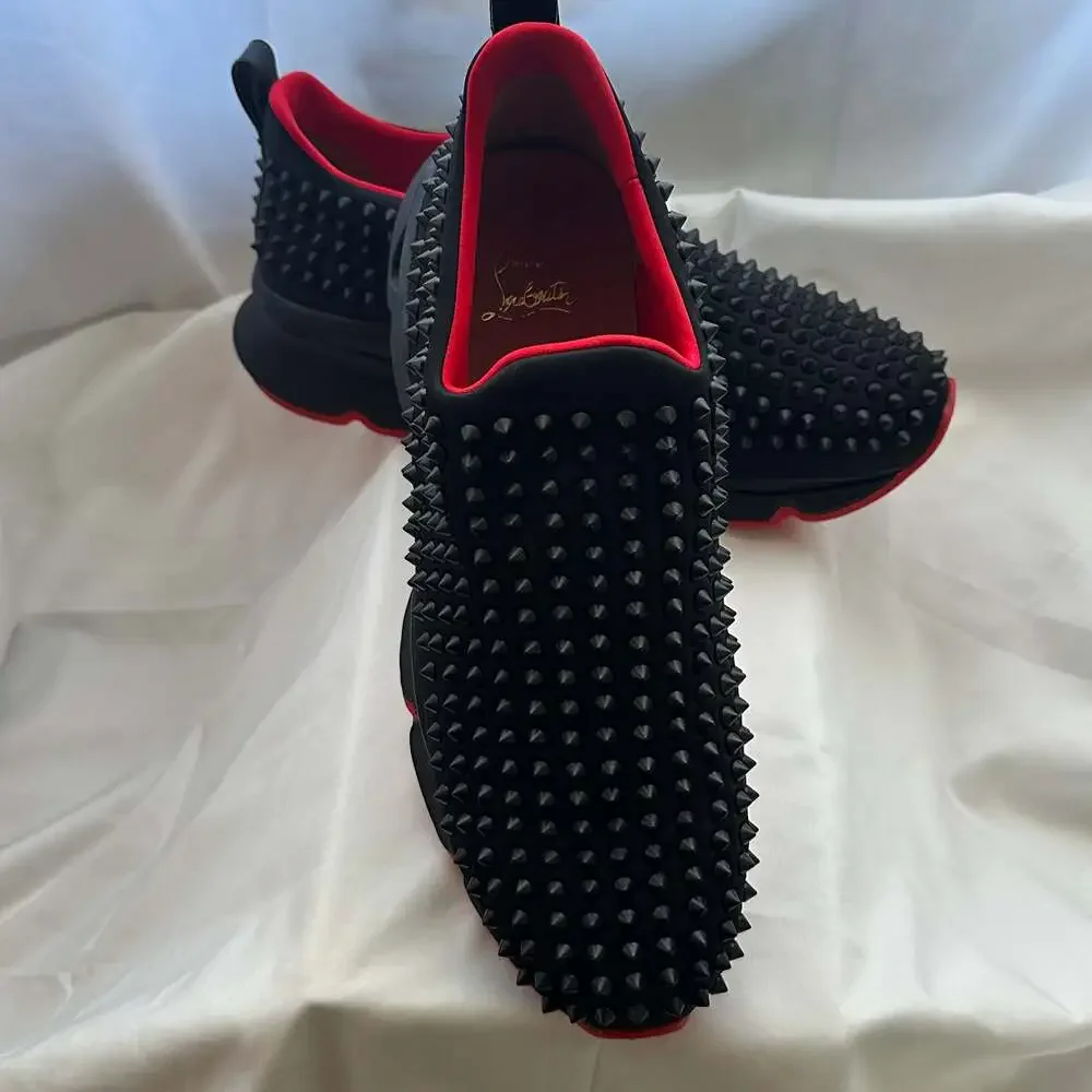 Christian Louboutin Spike Sock Sneakers Black Neoprene Red Bottoms